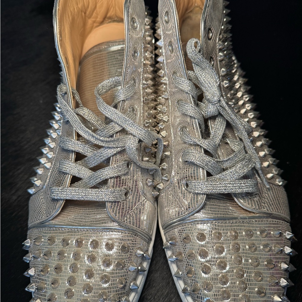 Christian Louboutin Silver Spiked Sneakers